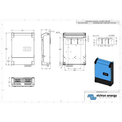 Victron Energy - 48V - 100A - SmartSolar RS 450/100-MC4 - Bluetooth - High Voltage MPPT Solar Charge Controller