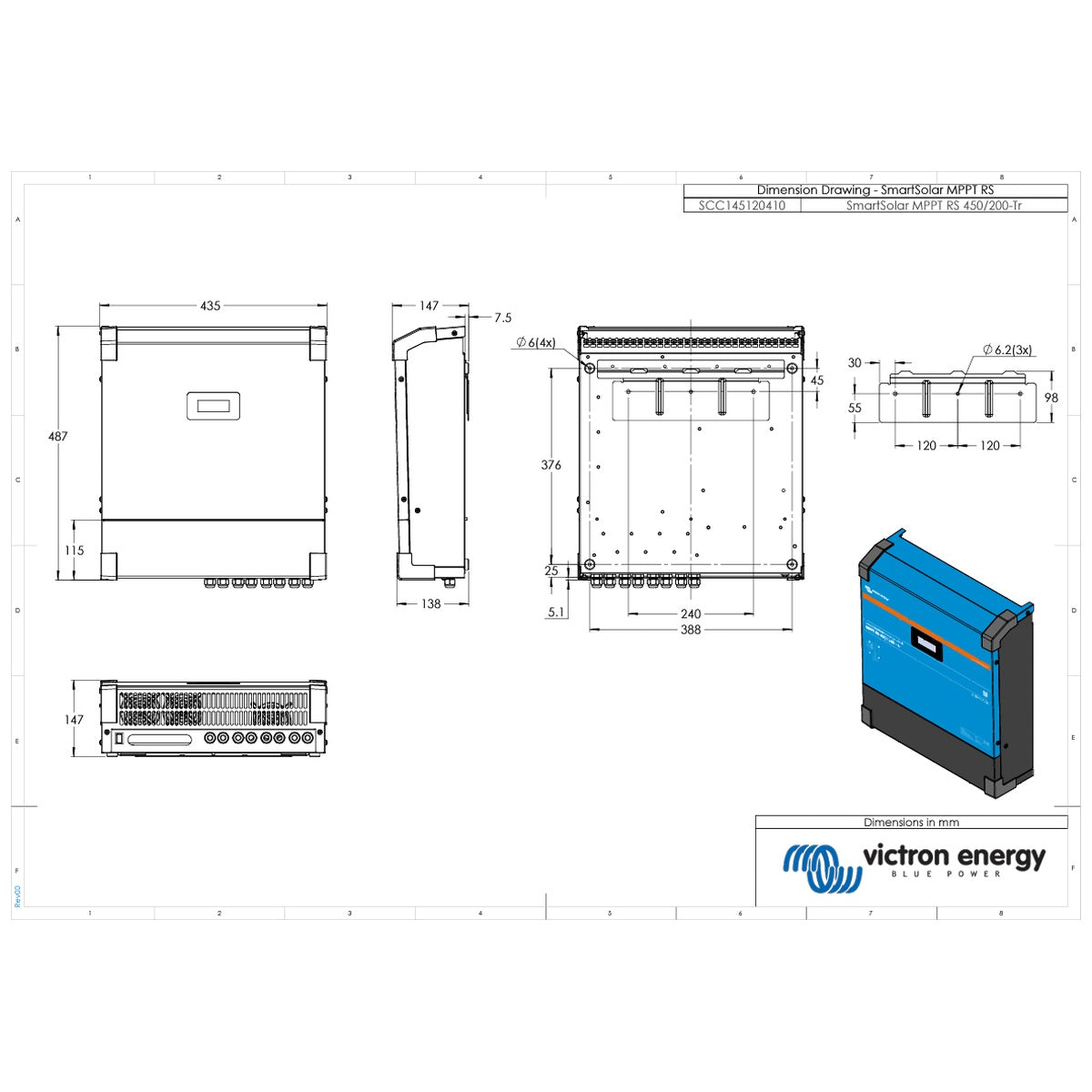 Victron Energy - 48V - 200A - SmartSolar RS 450/200-MC4 - Bluetooth - High Voltage MPPT Solar Charge Controller