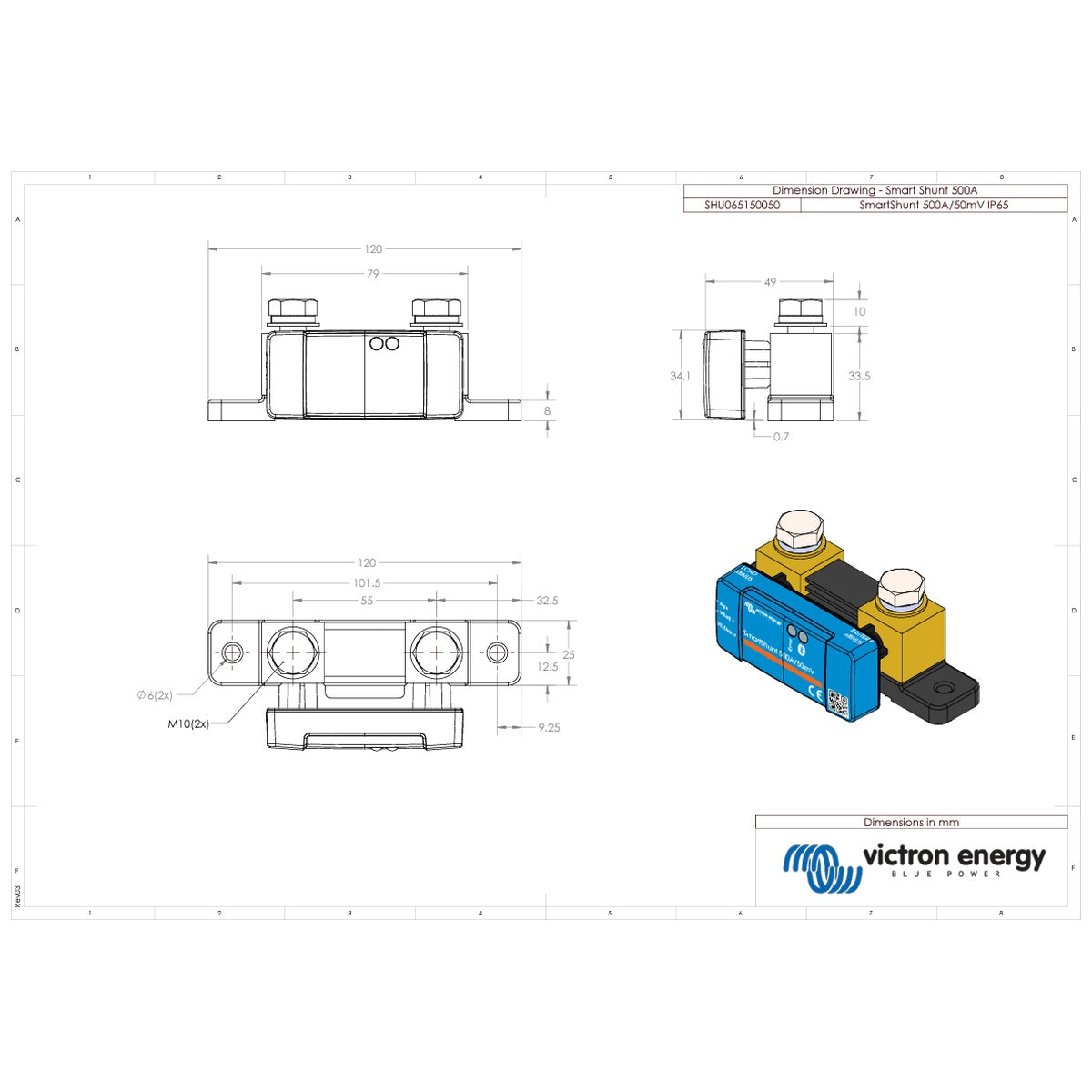 Victron Energy - 500A - SmartShunt - IP65 Bluetooth Battery Monitor