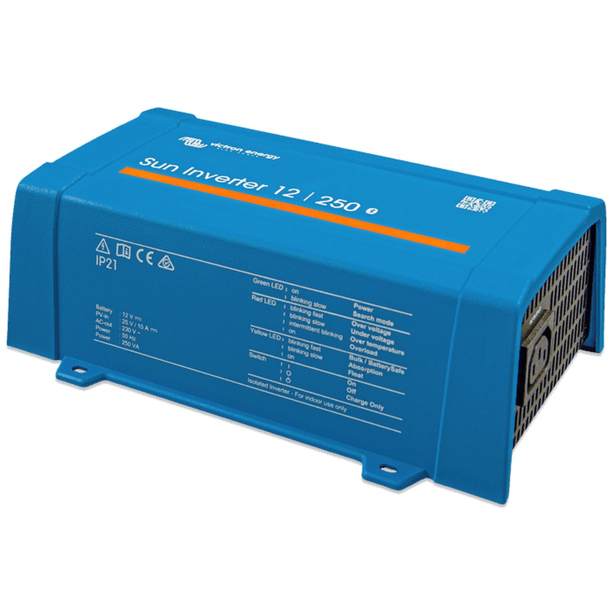 Victron Energy - 12V - 250VA - Sun Inverter 12/250-15 IEC Plug + 15A PWM Solar Charge Controller
