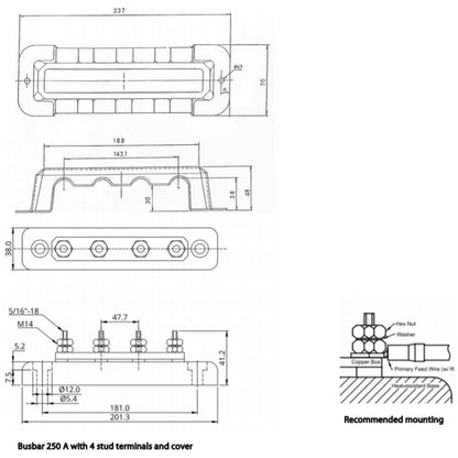 Victron Energy - 250A - Busbar 4P/Terminals & Cover