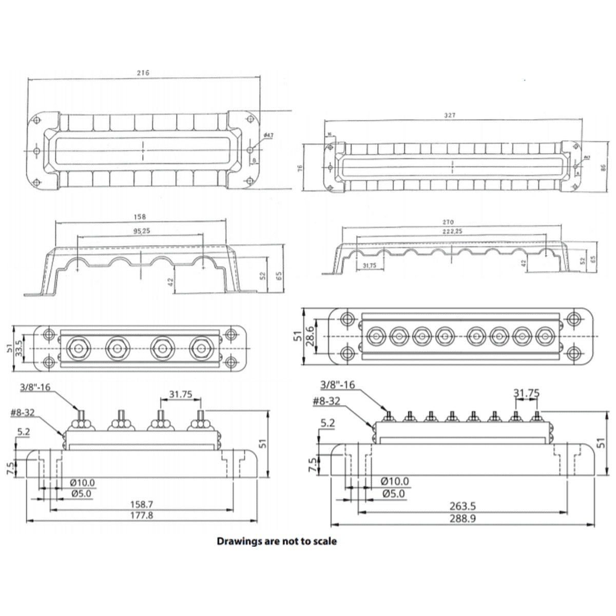 Victron Energy - 600A - Busbar 4P/Terminals & Cover