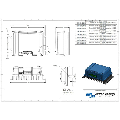 Victron Energy - 48V to 24V - Orion-Tr - 48/24-12A - Isolated DC-DC Converter