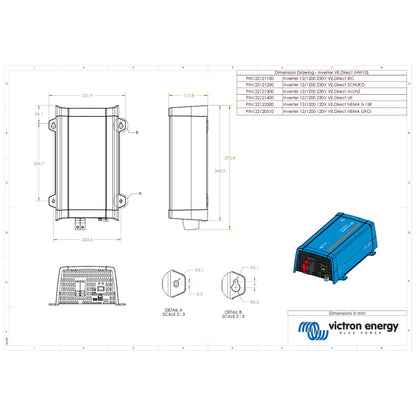 Victron Energy - 12V - 1200VA - 12/1200 - Phoenix VE.Direct - Inverter