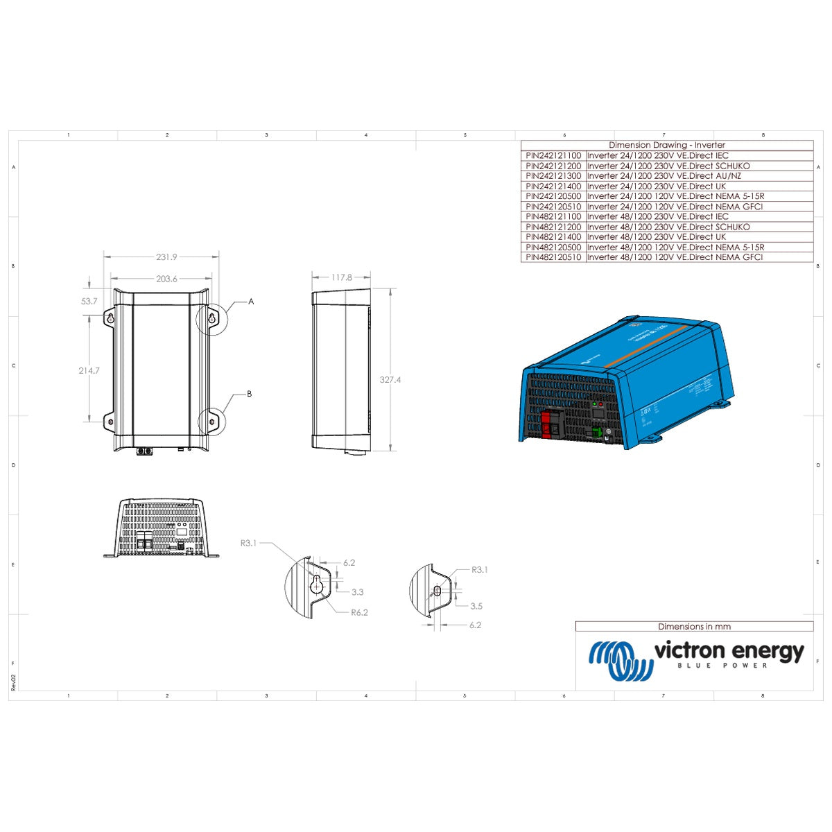 Victron Energy - 24V - 1200VA - 24/1200 - Phoenix VE.Direct - Inverter