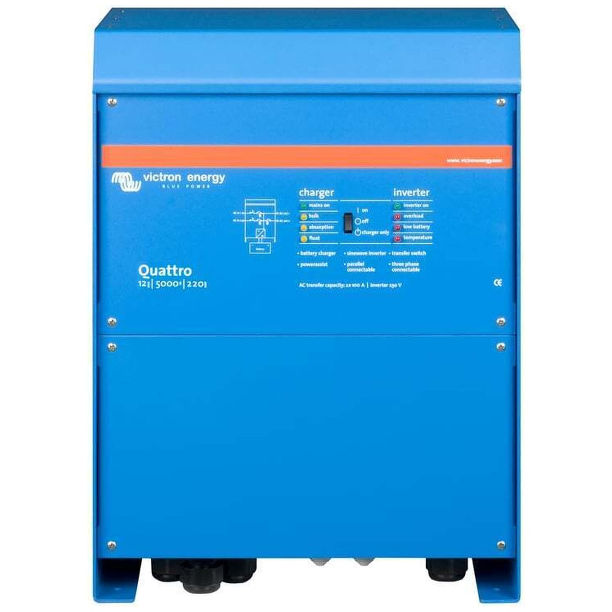 Victron Energy - 12V - 5000VA Quattro 12/5000/220-100/100 Inverter/Charger