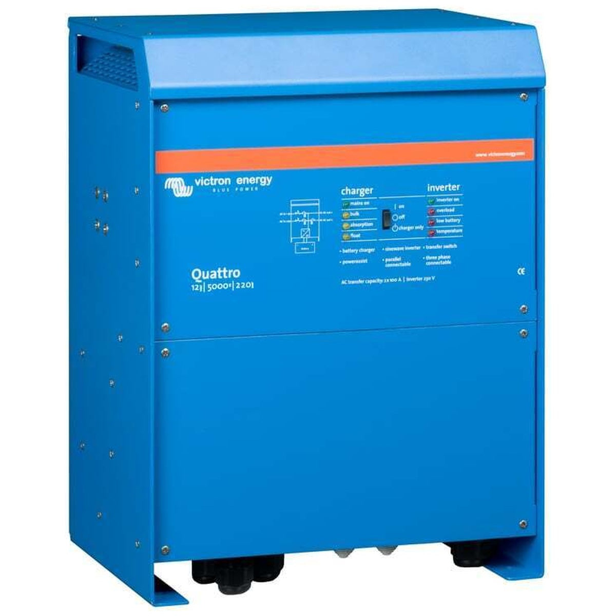 Victron Energy - 12V - 5000VA Quattro 12/5000/220-100/100 Inverter/Charger