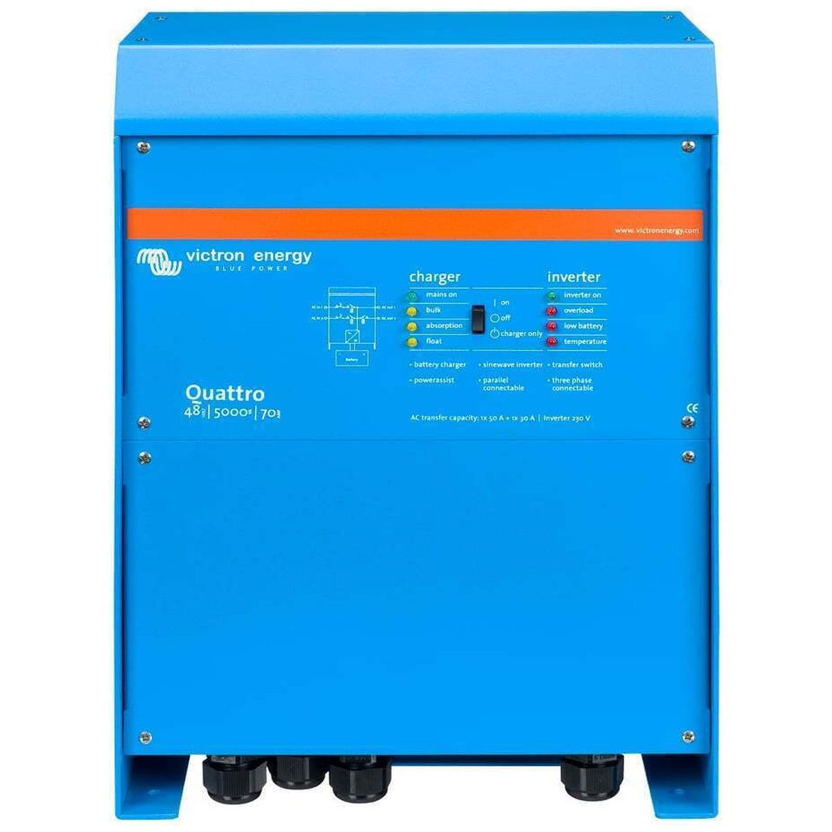Victron Energy - 48V - 5000VA Quattro 48/5000/70-100/100+50A Aux. -  Inverter/Charger