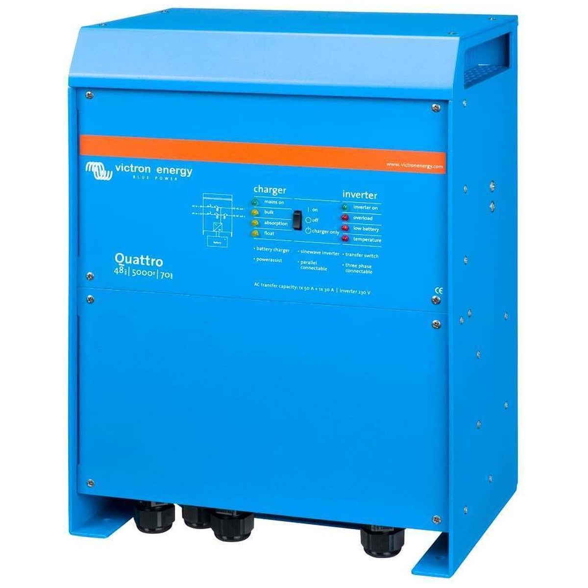 Victron Energy - 48V - 5000VA Quattro 48/5000/70-100/100+50A Aux. -  Inverter/Charger