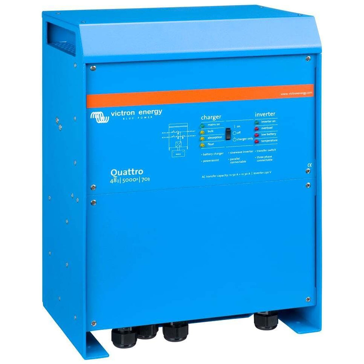 Victron Energy - 48V - 5000VA Quattro 48/5000/70-100/100+50A Aux. -  Inverter/Charger