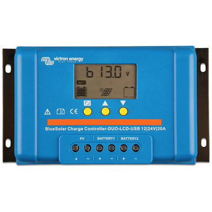 Victron Energy - 12/24V - 20A - BlueSolar PWM - LCD & USB (DUO Dual Battery) - Solar Charge Controller