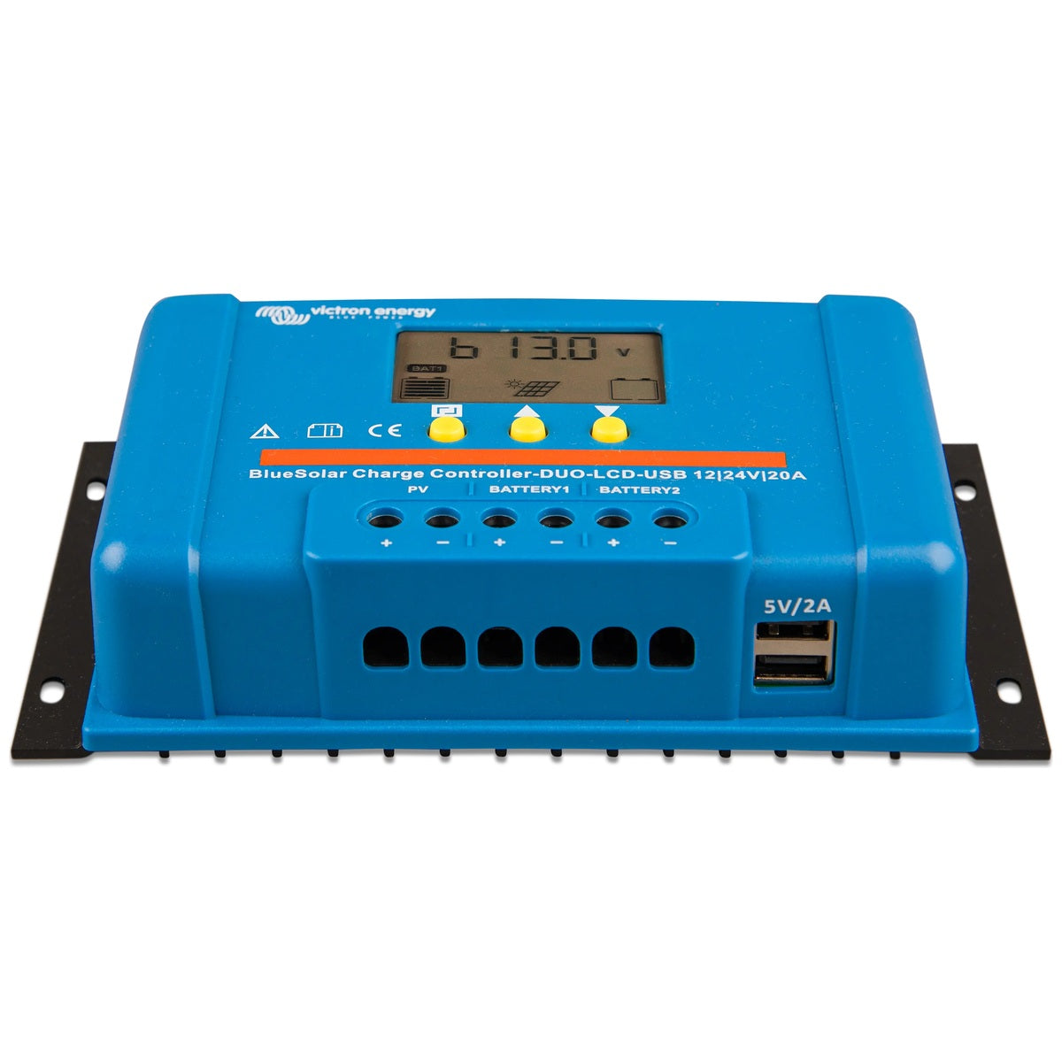 Victron Energy - 12/24V - 20A - BlueSolar PWM - LCD & USB (DUO Dual Battery) - Solar Charge Controller