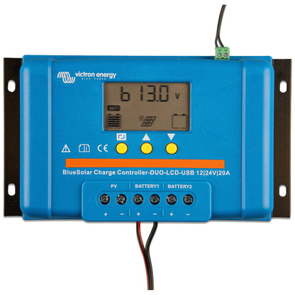 Victron Energy - 12/24V - 20A - BlueSolar PWM - LCD & USB (DUO Dual Battery) - Solar Charge Controller