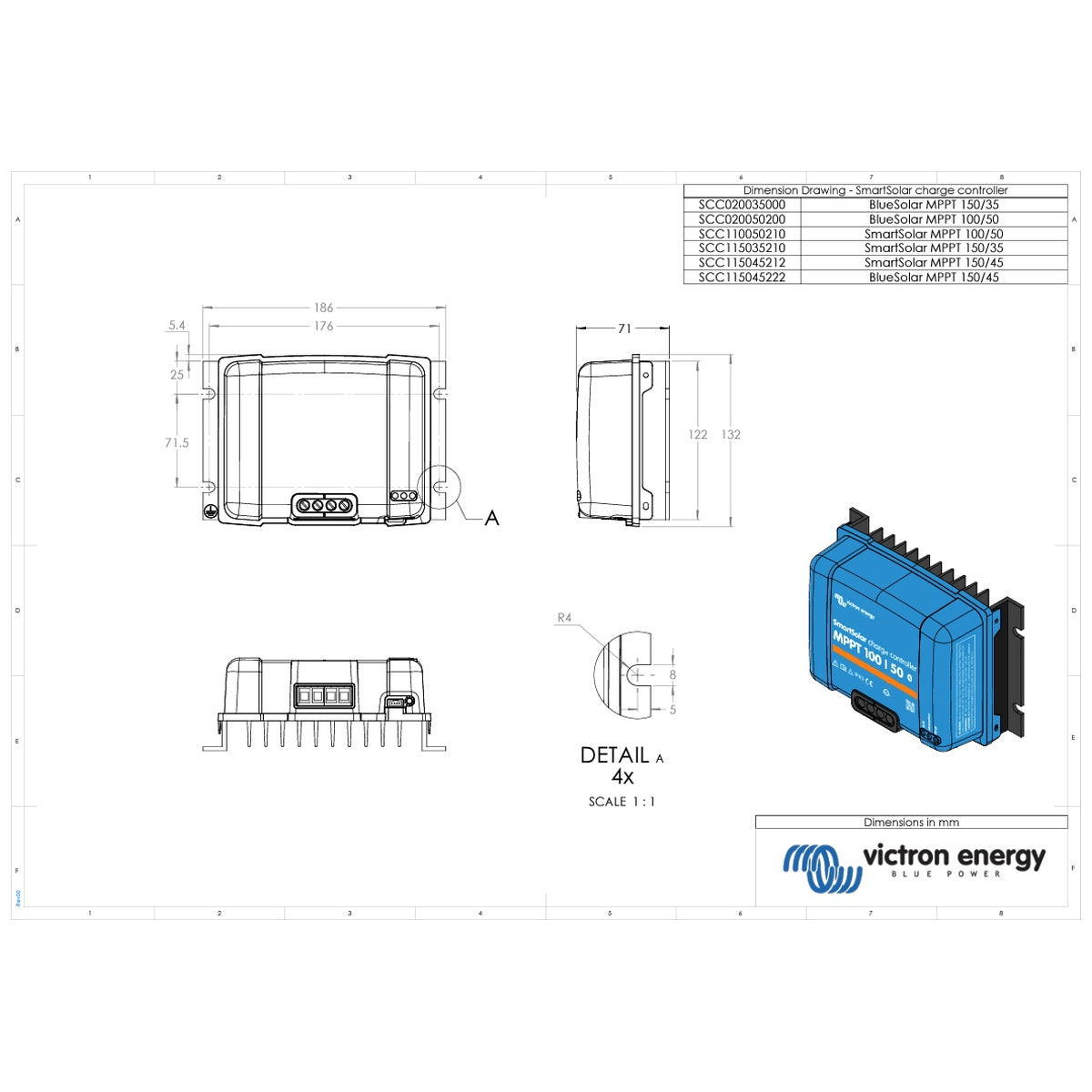 Victron Energy - 12/24V - 100/50 - BlueSolar MPPT Non-Bluetooth - Solar Charge Controller