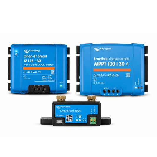 Victron Energy - 12V - 30A Power Management Bundle - SmartSolar MPPT 100/30 + Orion-Tr Smart 12/12-30A + SmartShunt 300A