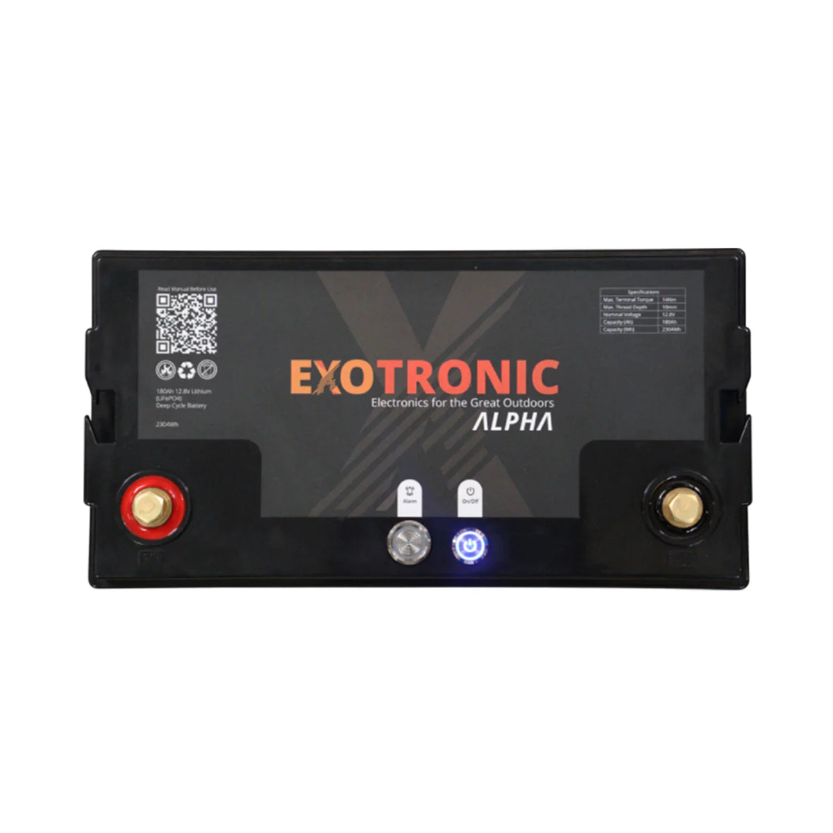 Exotronic - 12V - 180AH - Alpha IP67 Smart Bluetooth Lithium Battery