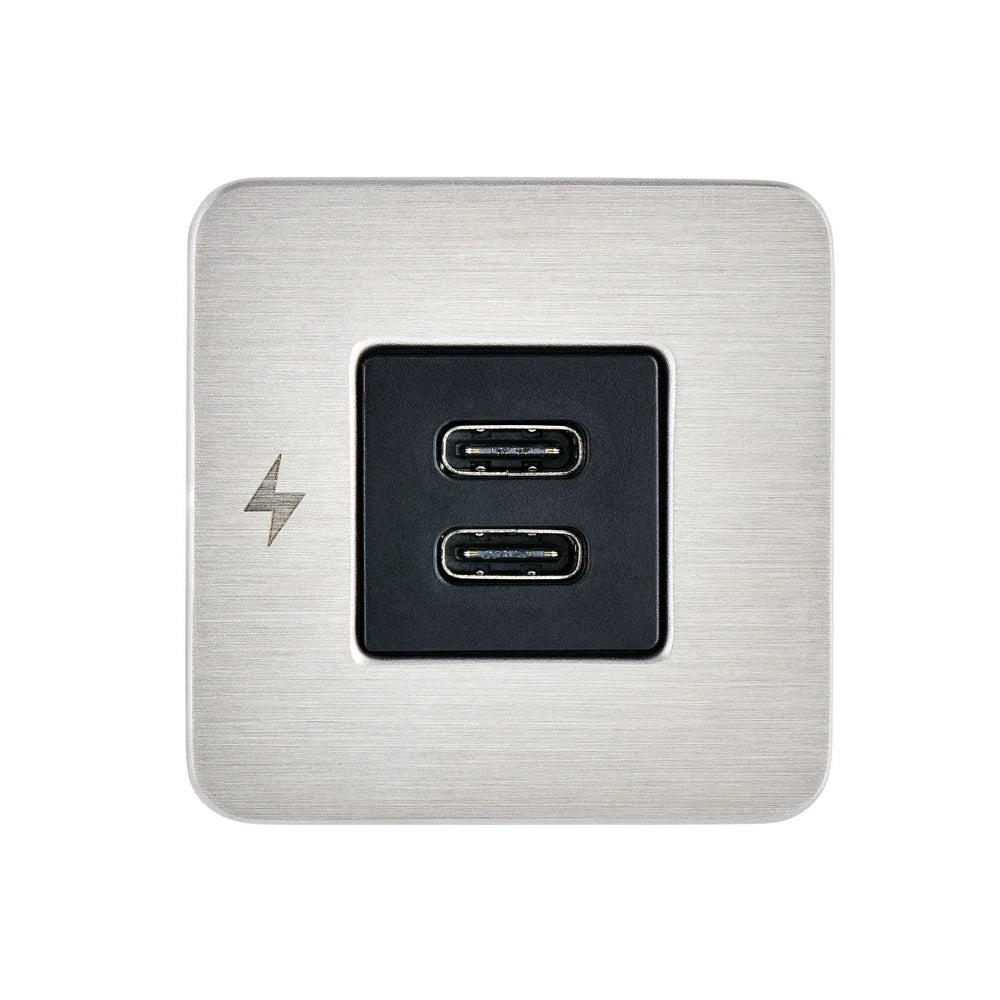 Scanstrut - 12/24V - TILE - Dual USB-C Socket - Brushed Stainless