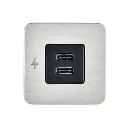 Scanstrut - 12/24V - TILE - Dual USB-C Socket - Brushed Stainless