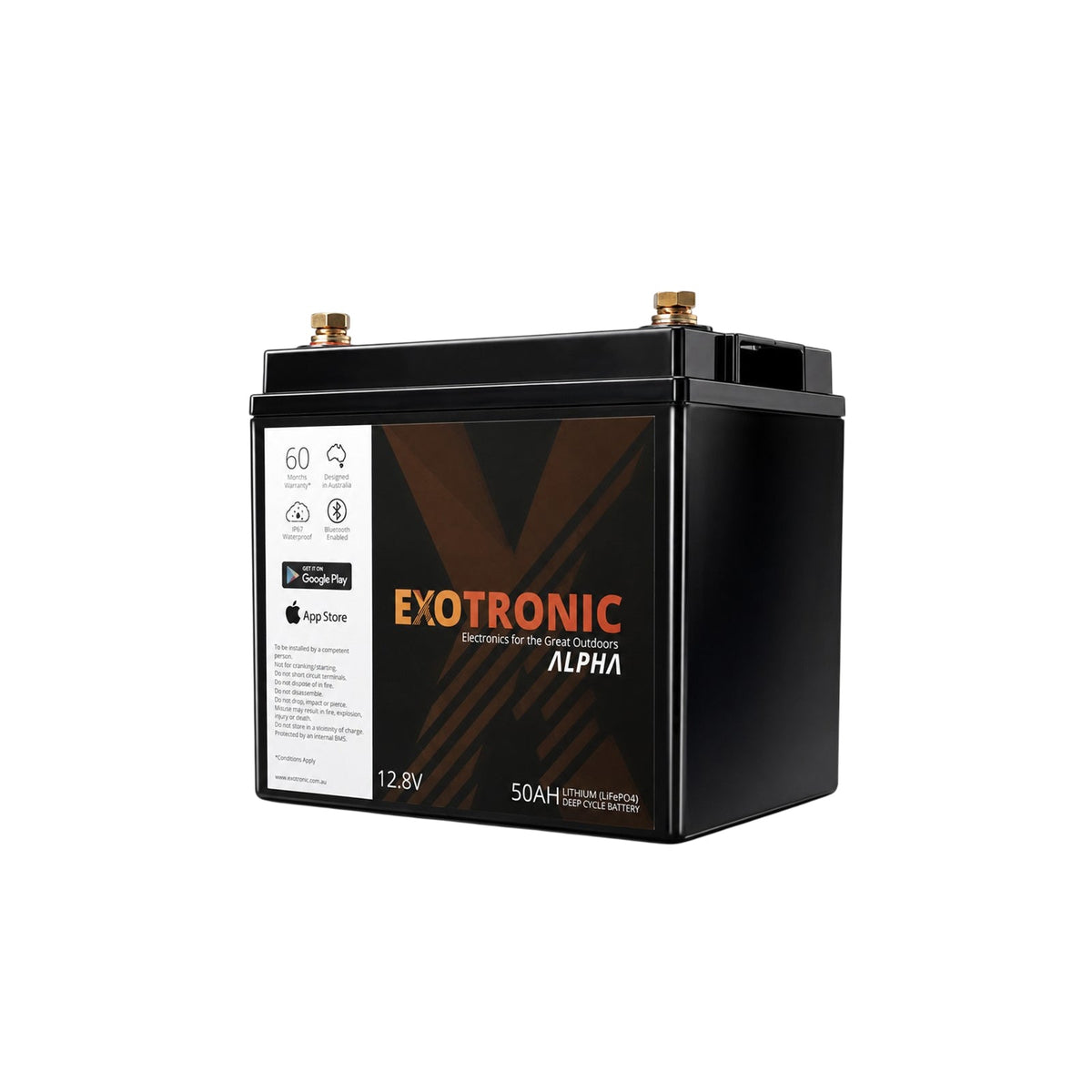 Exotronic - 12V - 50AH - Twin Pack Alpha IP67 Smart Bluetooth Lithium Batteries