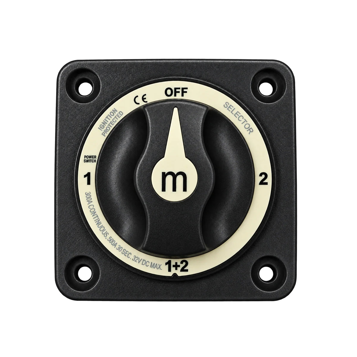 Exotronic - 300A - Black 4 Position (OFF/1/2/1+2) Battery Selector Switch