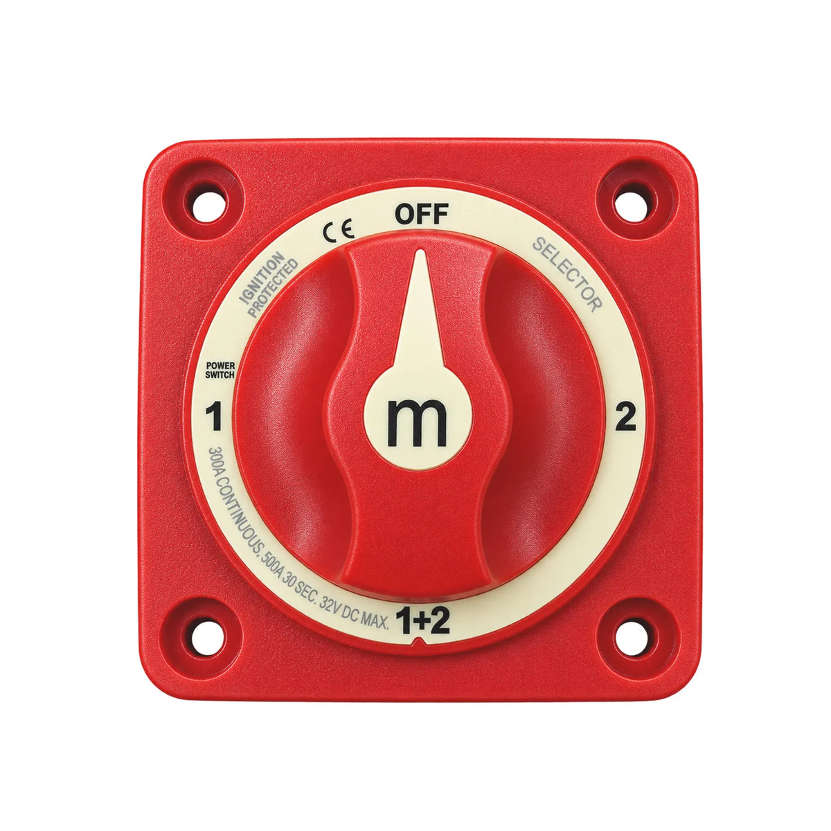 Exotronic - 300A - Red 4 Position (OFF/1/2/1+2) Battery Selector Switch
