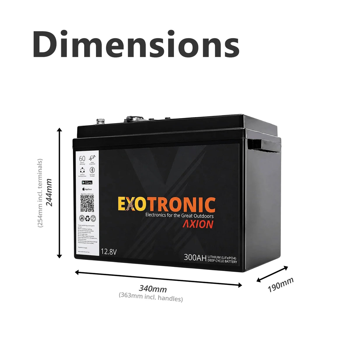 Exotronic - 12V - 300AH - Axion CANBus Bluetooth Lithium Battery