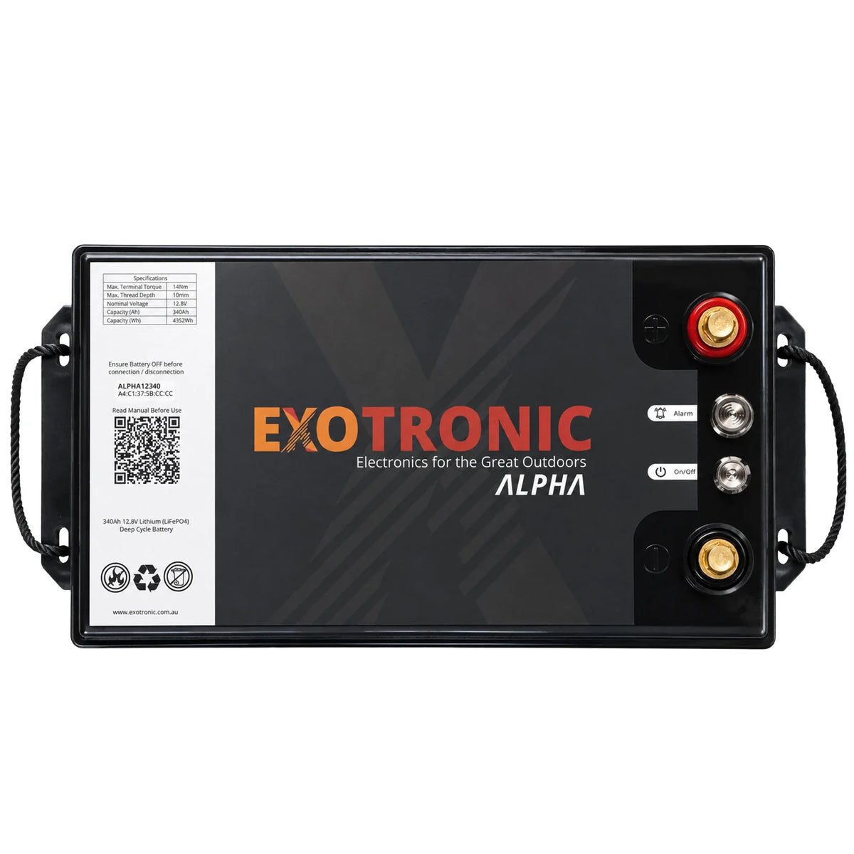 Exotronic - 12V - 340AH - Alpha IP67 Smart Bluetooth Lithium Battery