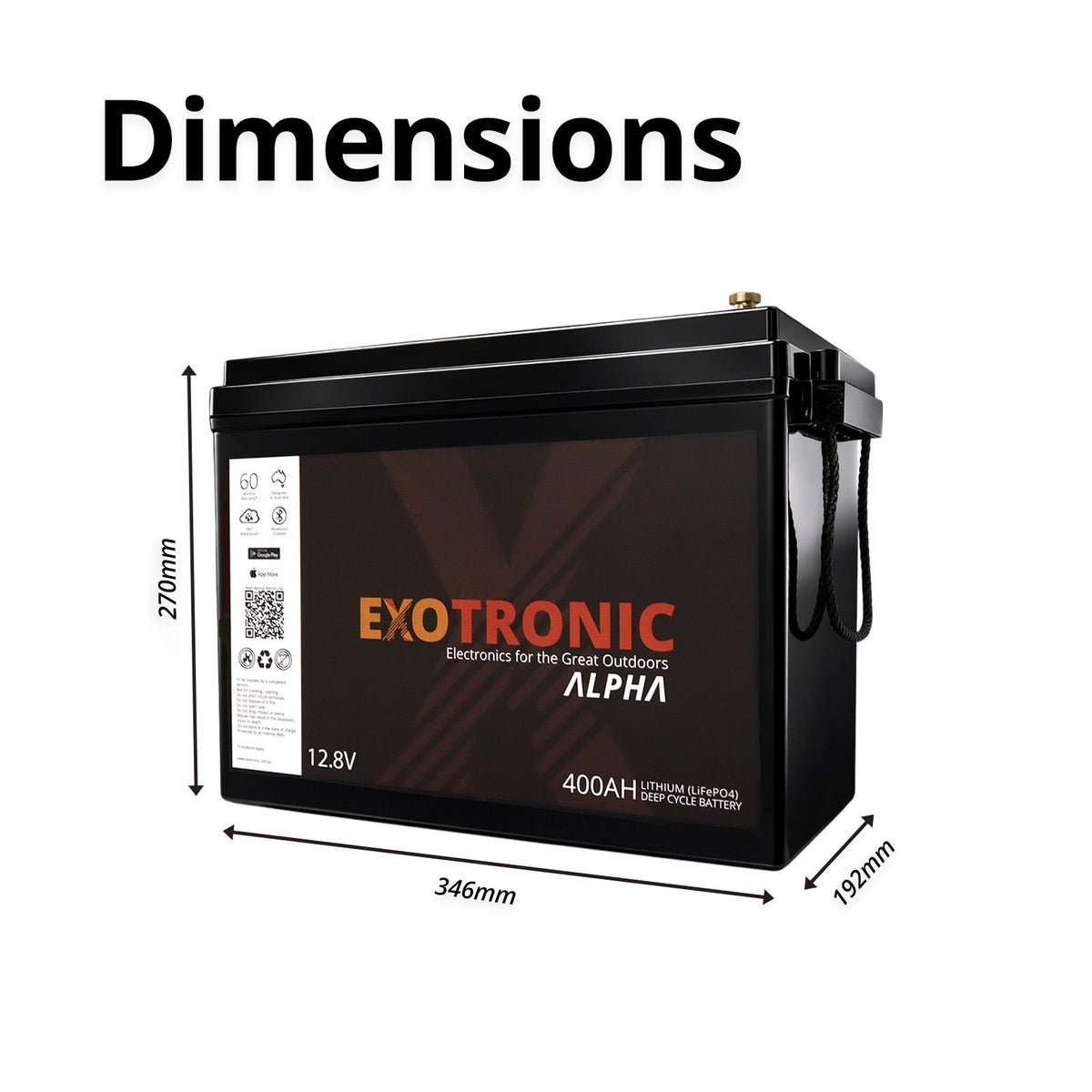 Exotronic - 12V - 400AH - Twin Pack Alpha IP67 Smart Bluetooth Lithium Batteries