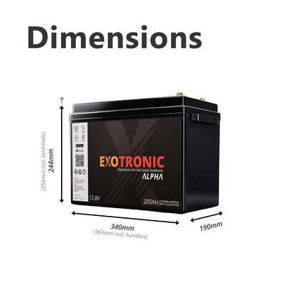 Exotronic - 12V - 200AH - Twin Pack Alpha IP67 Smart Bluetooth Lithium Batteries