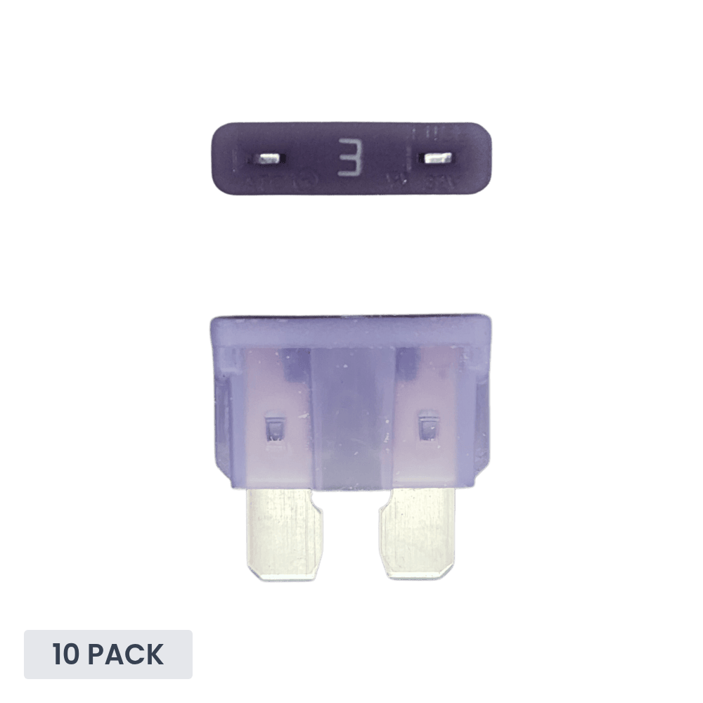 Exotronic - 3A - ATO/ATC Standard Automotive Blade Fuse (Pack of 10)