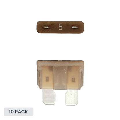 Exotronic - 5A - ATO/ATC Standard Automotive Blade Fuse (Pack of 10)