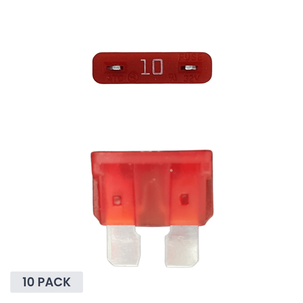 Exotronic - 10A - ATO/ATC Standard Automotive Blade Fuse (Pack of 10)