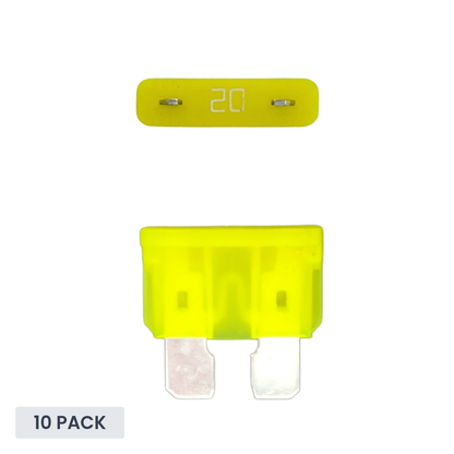 Exotronic - 20A - ATO/ATC Standard Automotive Blade Fuse (Pack of 10)