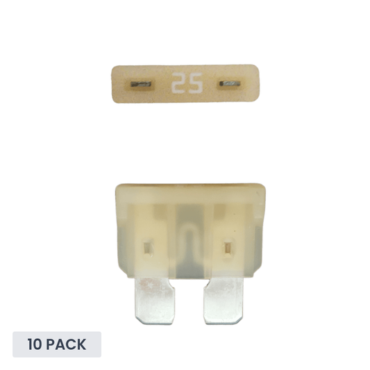 Exotronic - 25A - ATO/ATC Standard Automotive Blade Fuse (Pack of 10)