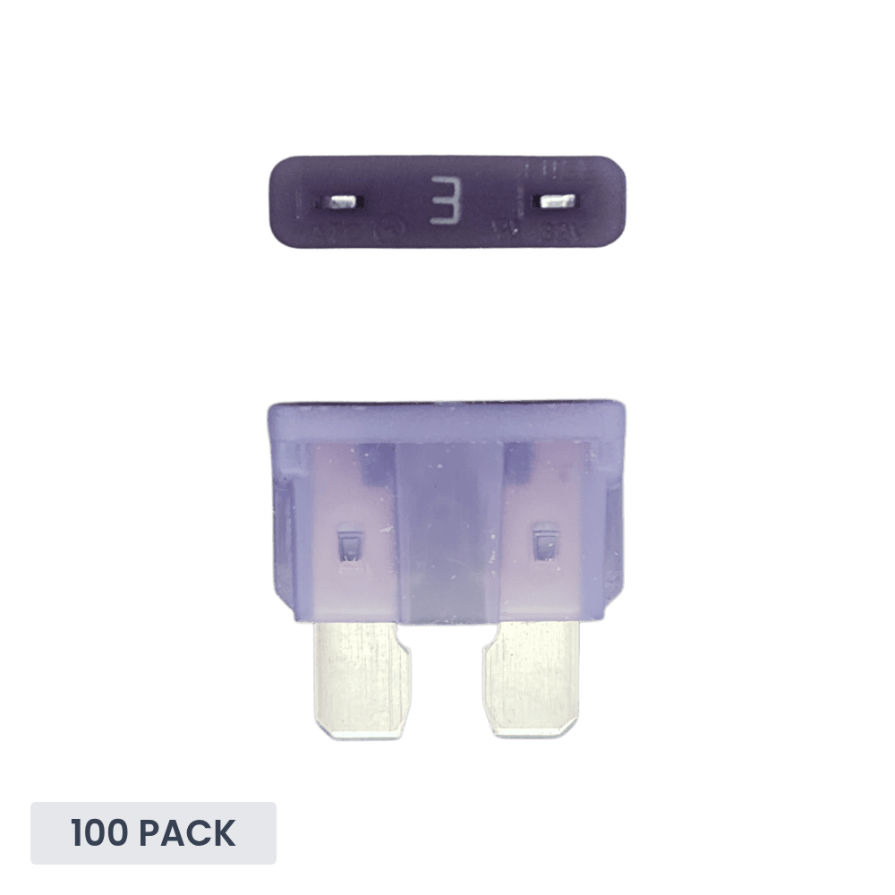 Exotronic - 3A - ATO/ATC Standard Automotive Blade Fuse (Pack of 100)