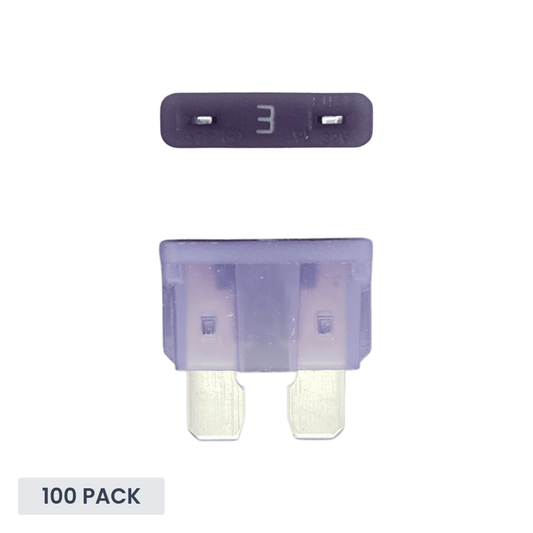 Exotronic - 3A - ATO/ATC Standard Automotive Blade Fuse (Pack of 100)