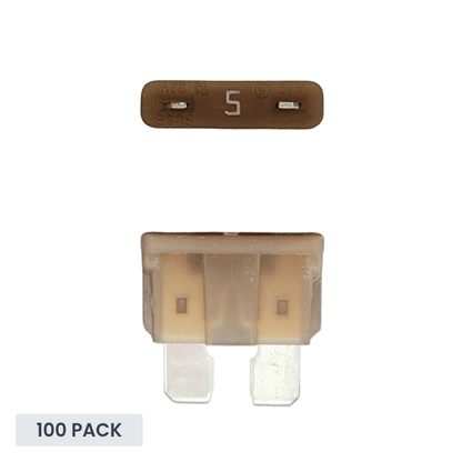 Exotronic - 5A - ATO/ATC Standard Automotive Blade Fuse (Pack of 100)