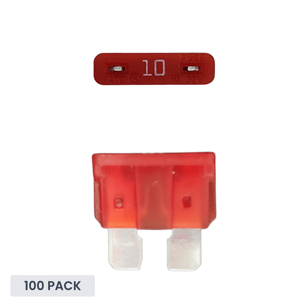 Exotronic - 10A - ATO/ATC Standard Automotive Blade Fuse (Pack of 100)