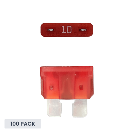 Exotronic - 10A - ATO/ATC Standard Automotive Blade Fuse (Pack of 100)