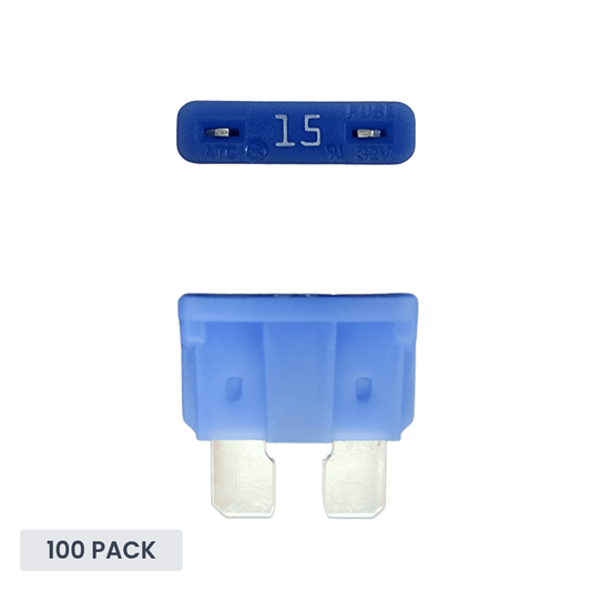 Exotronic - 15A - ATO/ATC Standard Automotive Blade Fuse (Pack of 100)