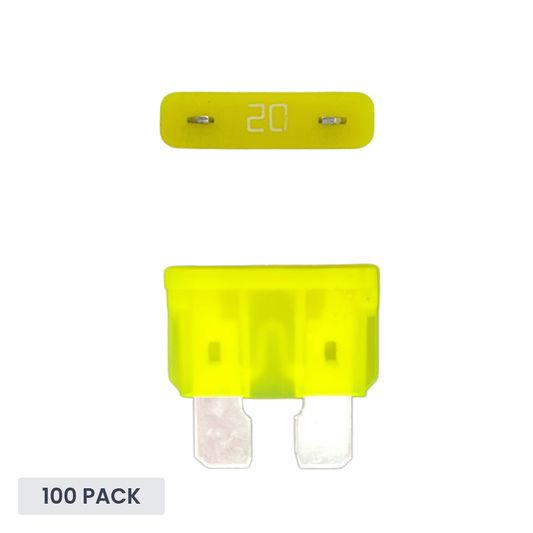 Exotronic - 20A - ATO/ATC Standard Automotive Blade Fuse (Pack of 100)