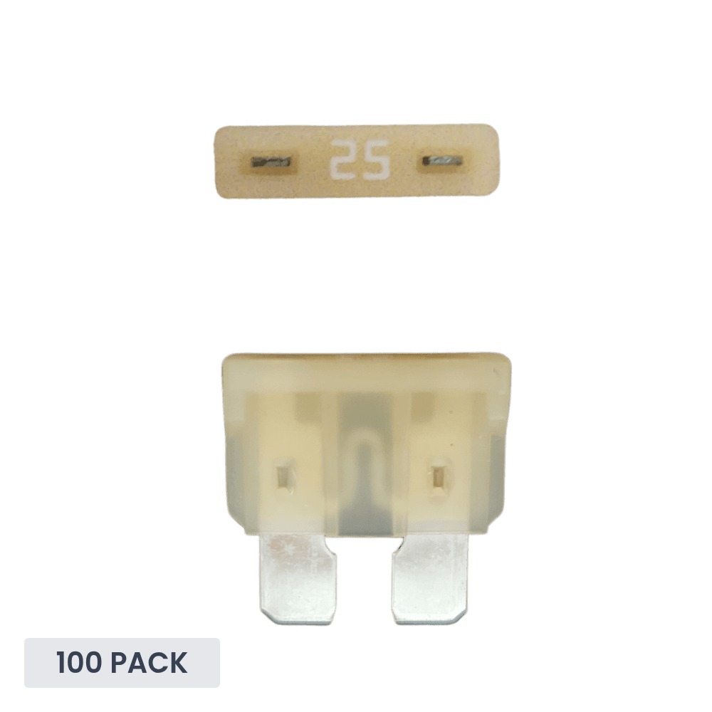 Exotronic - 25A - ATO/ATC Standard Automotive Blade Fuse (Pack of 100)