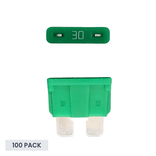 Exotronic - 30A - ATO/ATC Standard Automotive Blade Fuse (Pack of 100)