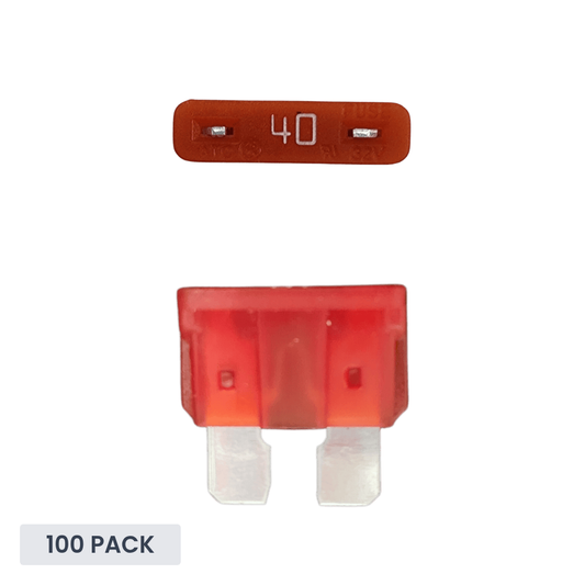 Exotronic - 40A - ATO/ATC Standard Automotive Blade Fuse (Pack of 100)