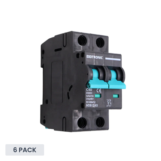 Exotronic - 40A - 2-Pole DC Circuit Breaker (MCB) (Pack of 6)