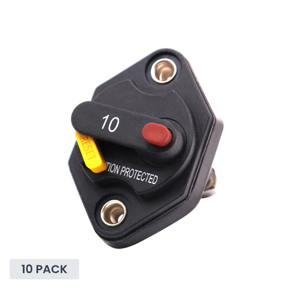 Exotronic - 10A - Mini Panel Mount Waterproof DC Circuit Breaker (Pack of 10)