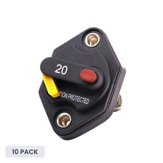 Exotronic - 20A - Mini Panel Mount Waterproof DC Circuit Breaker (Pack of 10)