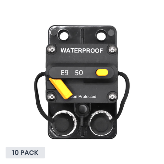 Exotronic - 50A - Surface Mount Waterproof DC Circuit Breaker - Side by Side (Pack of 10)