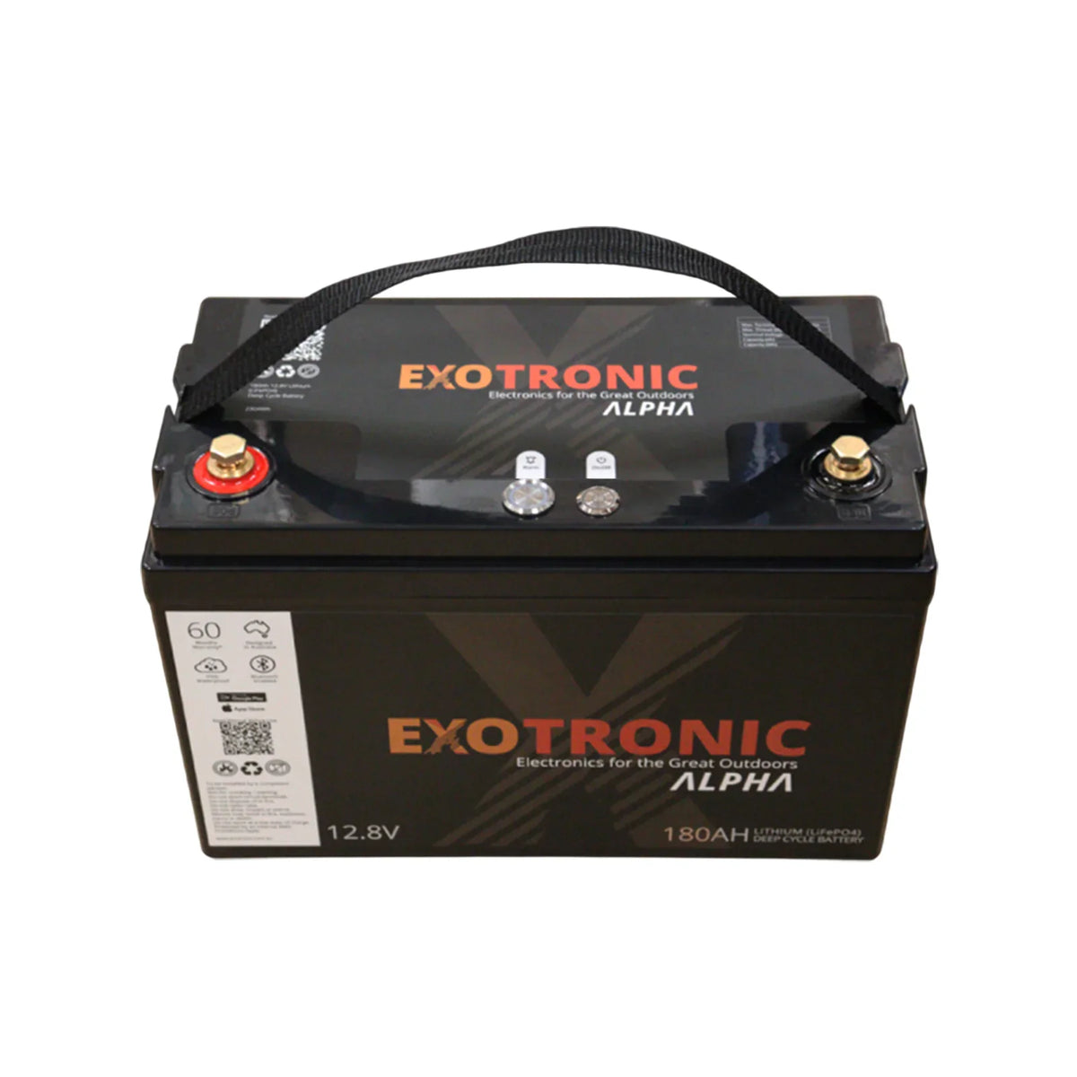 Exotronic - 12V - 180AH - Alpha IP67 Smart Bluetooth Lithium Battery