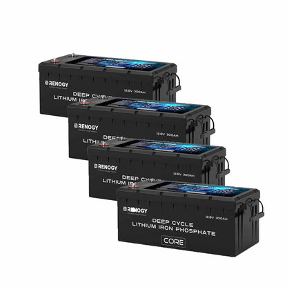 Renogy - 12V - 300AH - Core Series Lithium Iron Phosphate Battery with Self-Heating (Pack of 4)